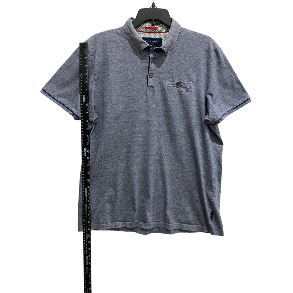 Ted Baker London Men's Blue Heathered Short Sleeve Polo Shirt Size S